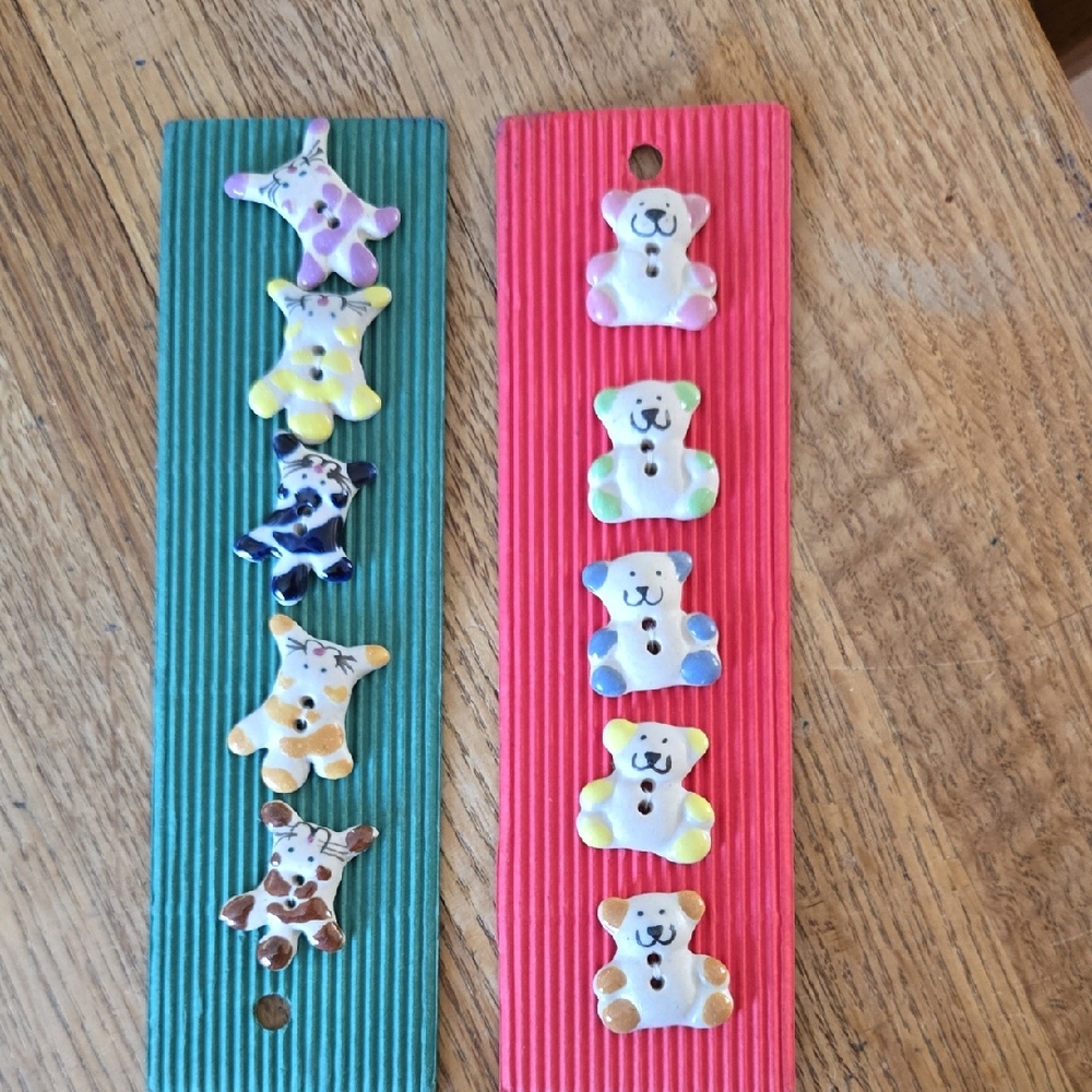 Colorful Bear & KittenShaped Ceramic Buttons for Kids